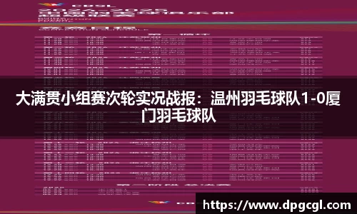 大满贯小组赛次轮实况战报：温州羽毛球队1-0厦门羽毛球队
